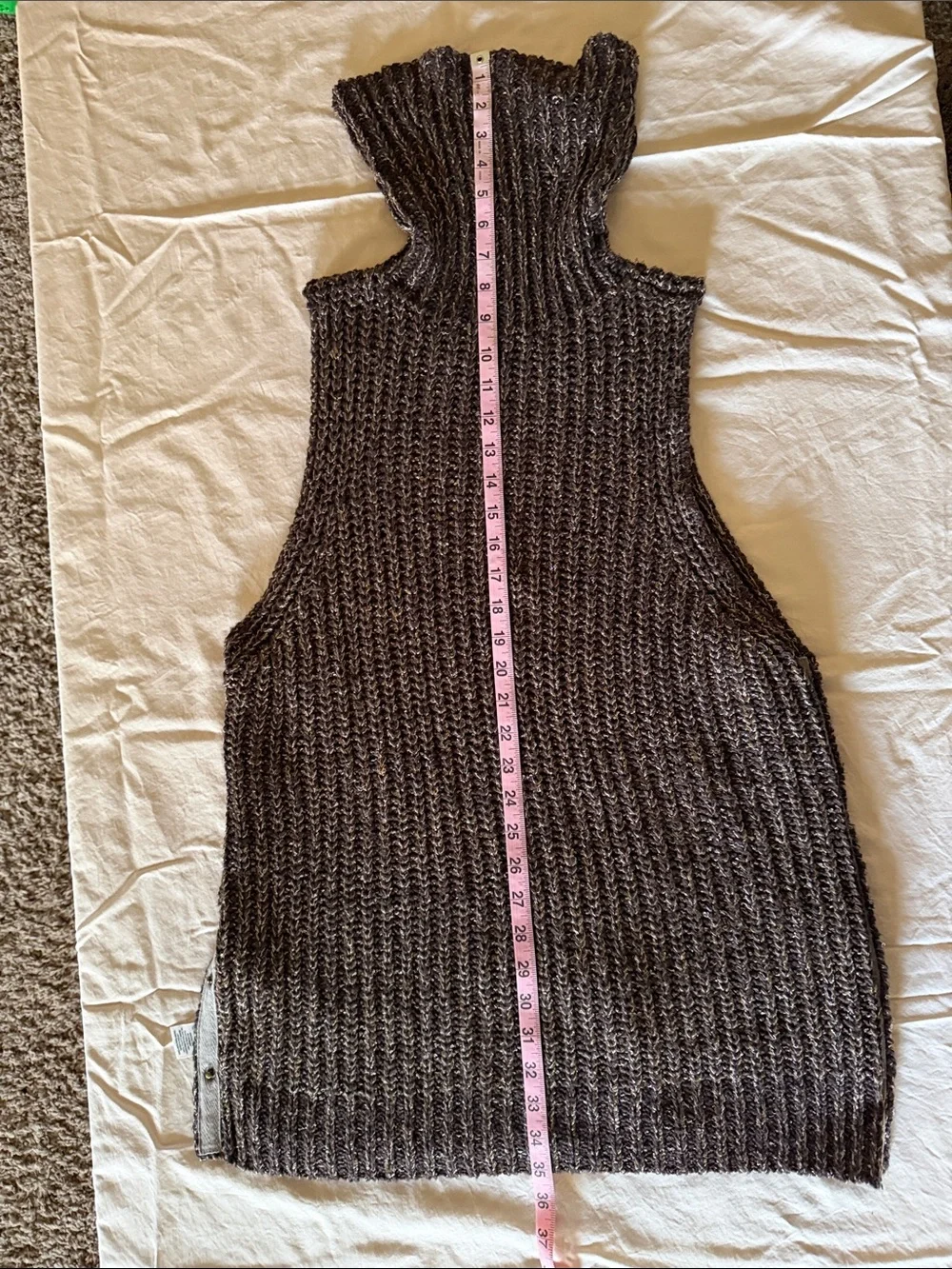 Sleeveless Cowl Neck Knit Vest in Charcoal